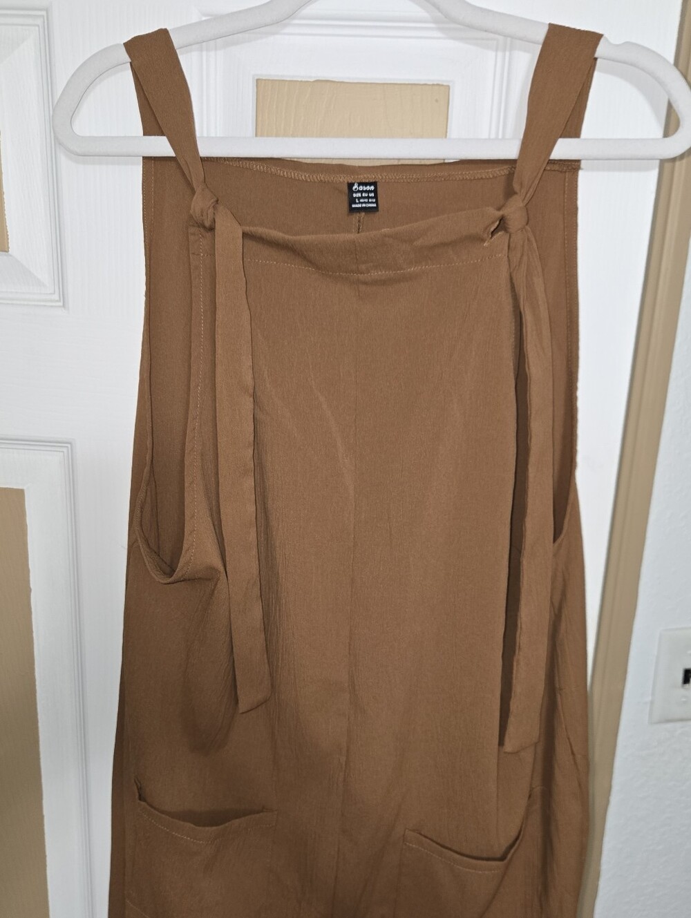 Saron Wide-Leg Tie-Shoulder Overalls / Dungarees